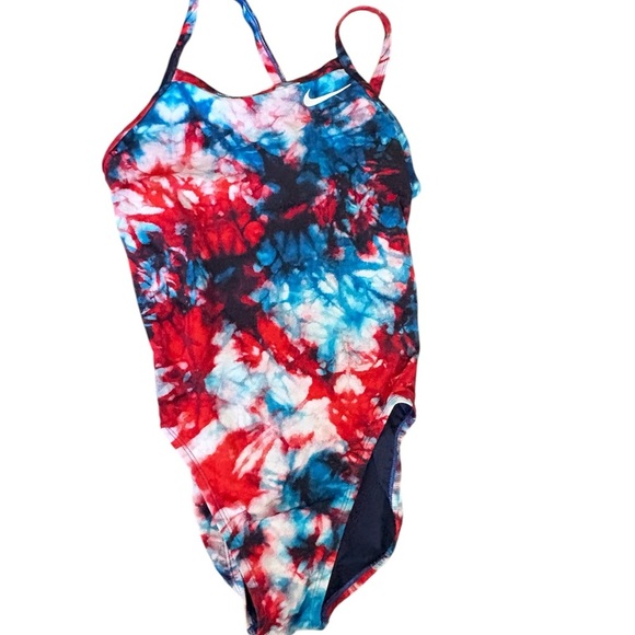Nike Hydrastrong Tie-Dye Swimsuit - Red and Blue NWT - Picture 1 of 12